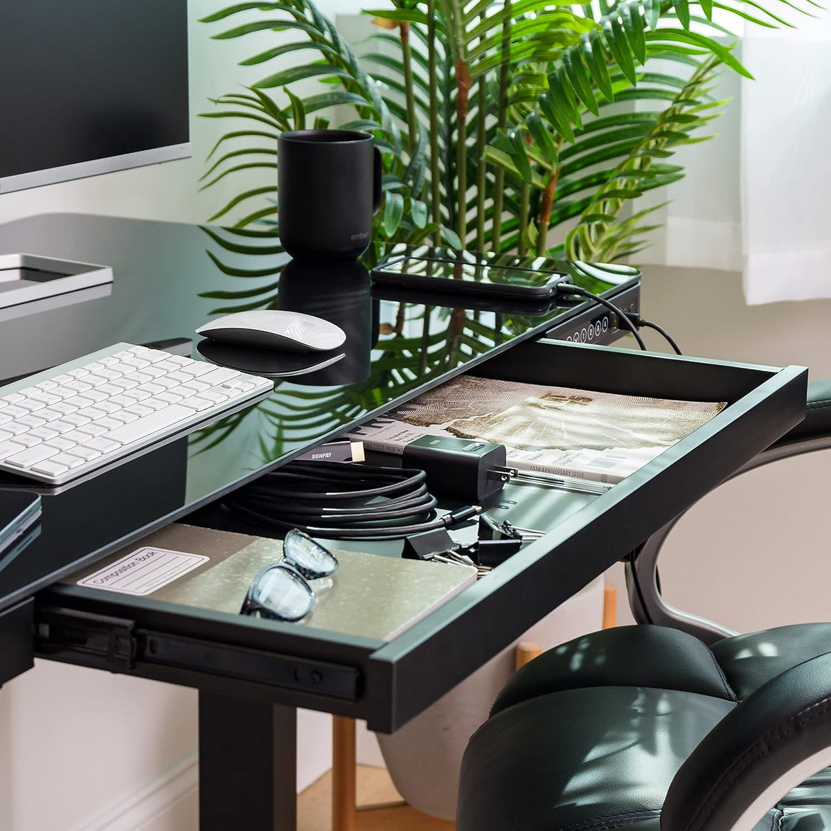 48 x 24 Inch Electric Height Adjustable Standing Desk with Drawer and USB Ports V7205