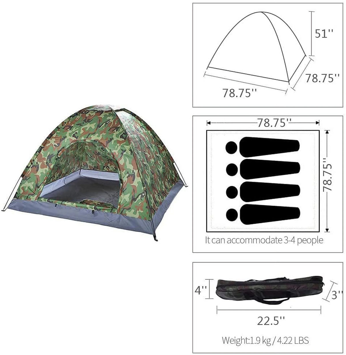 Camouflage Camping Dome Tent M7329
