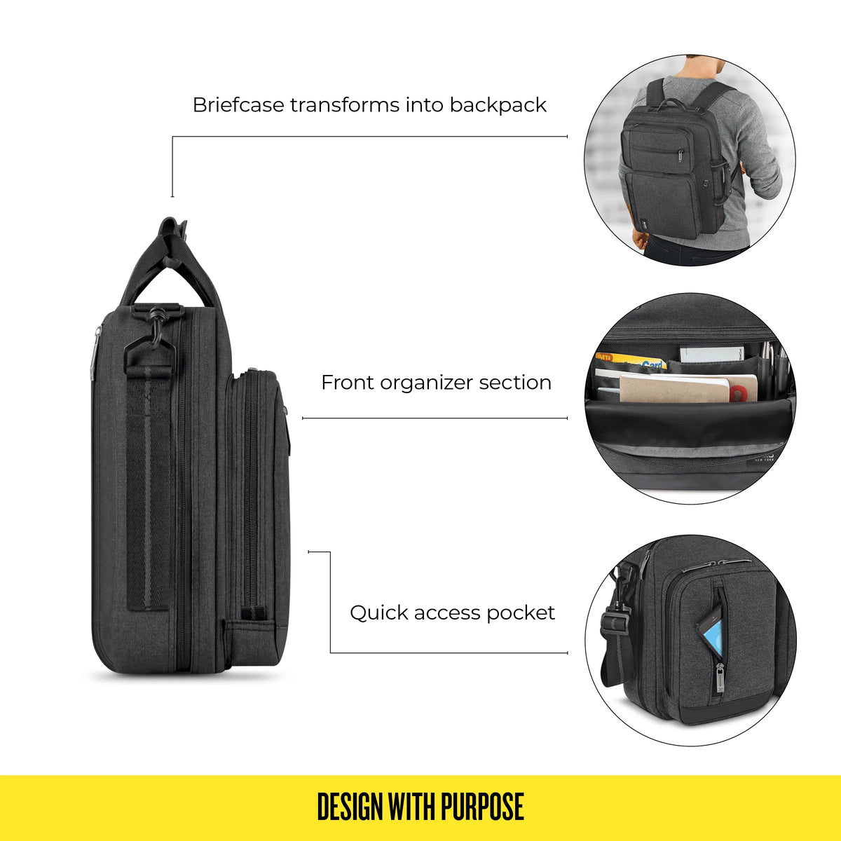 Gray Laptop Briefcase Backpack M620