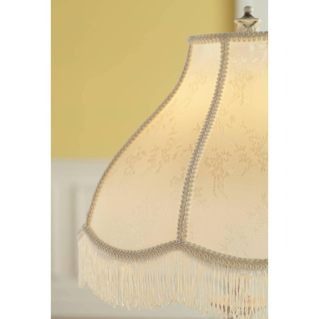 Antique White Cream Scallop Fabric Dome Shade Floor Lamp F848087