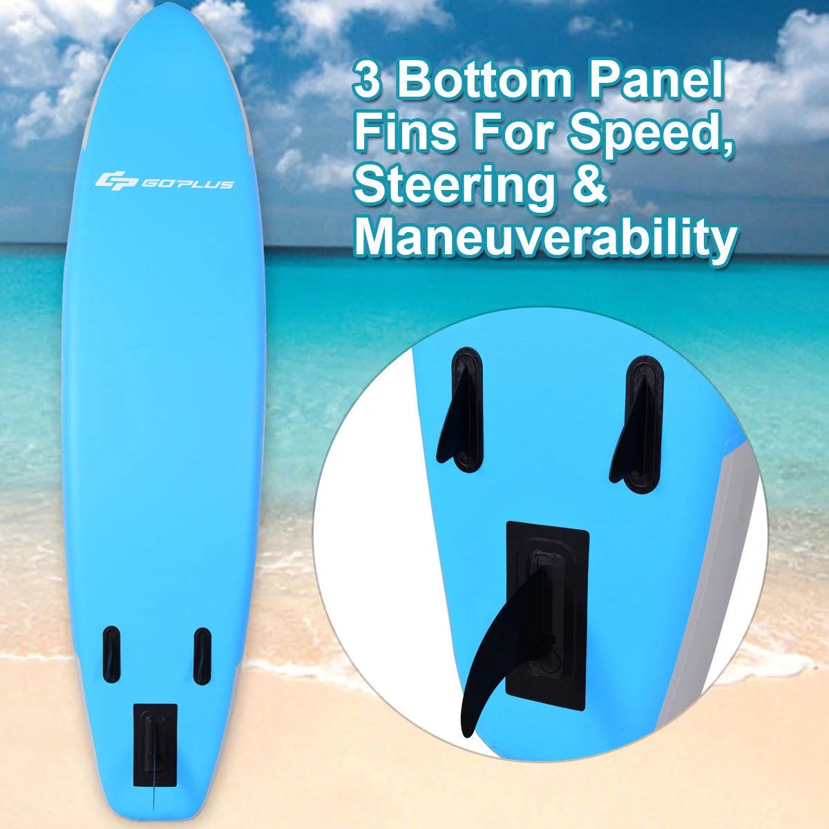 10' Inflatable Stand up Paddle Board with Bag Paddle Fin M6739