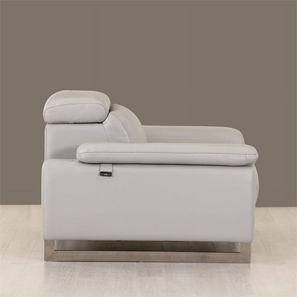 Light Gray Genuine Italian Leather Chair W860