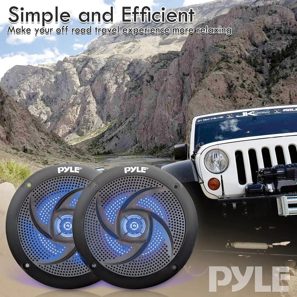 4 Waterproof Low Profile Marine Speakers, Black (2 Pack) U615