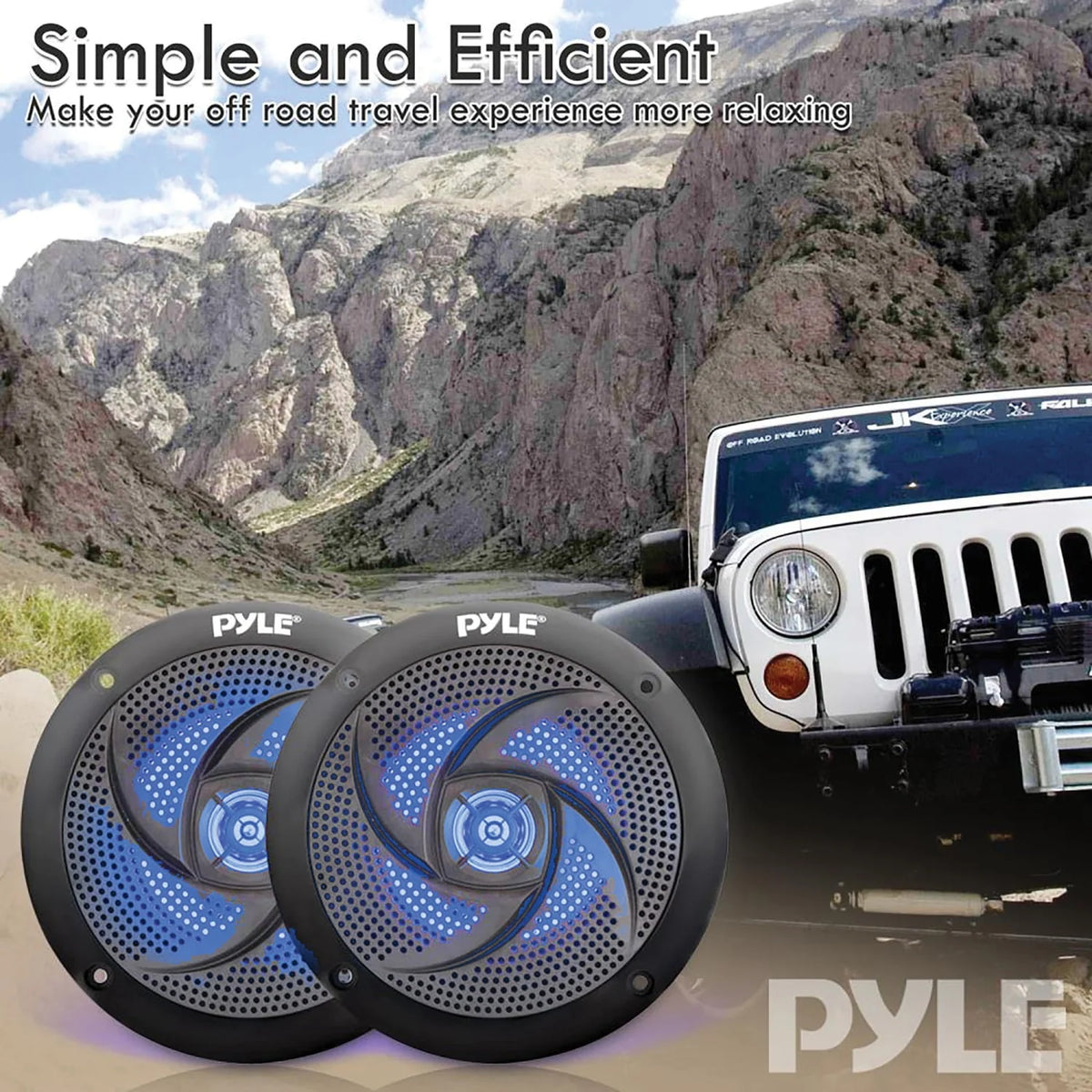 4 Waterproof Low Profile Marine Speakers, Black (2 Pack) U615