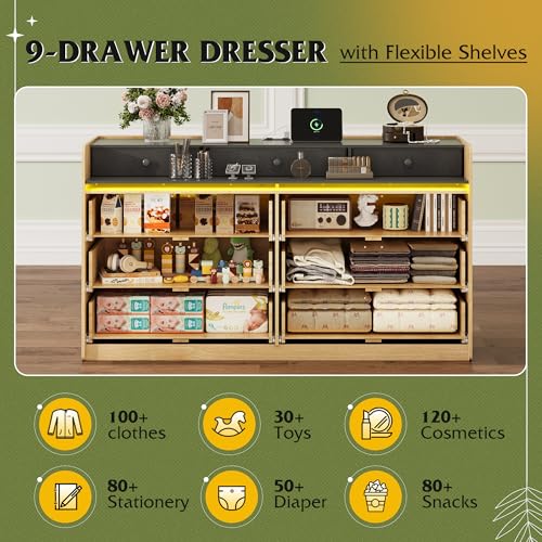 9 Drawer Wood Dresser C37856