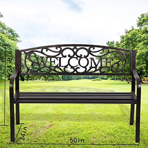 50" Steel Frame Patio Bench K851369