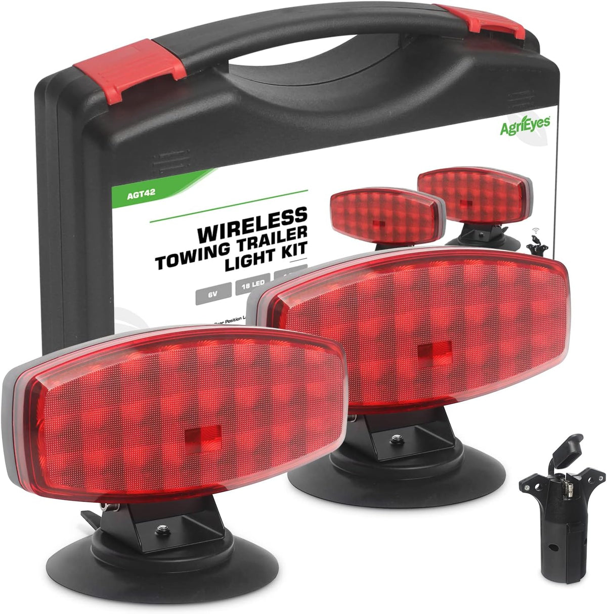 Wireless Trailer Lights with Adjustable Bracket, Battery Magnetic Tow Lights with Strobe M975