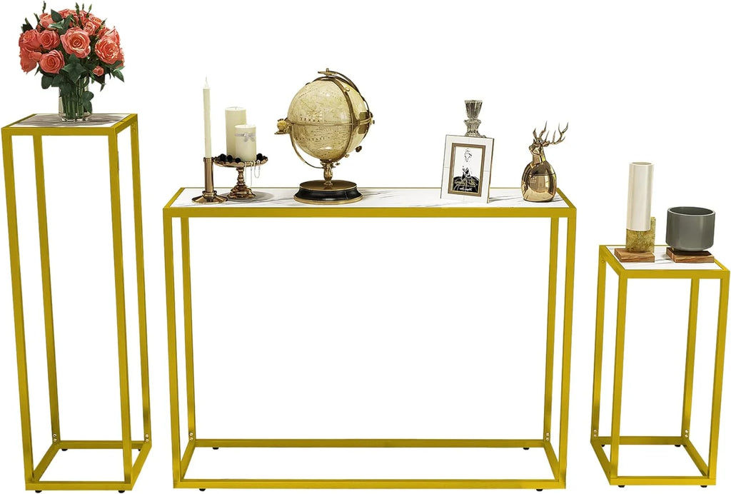 Narrow Faux Marble Sofa Table Set of 3 M475