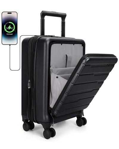 White Expandable Hard Shell Carry On Luggage with Spinner Wheels N9663