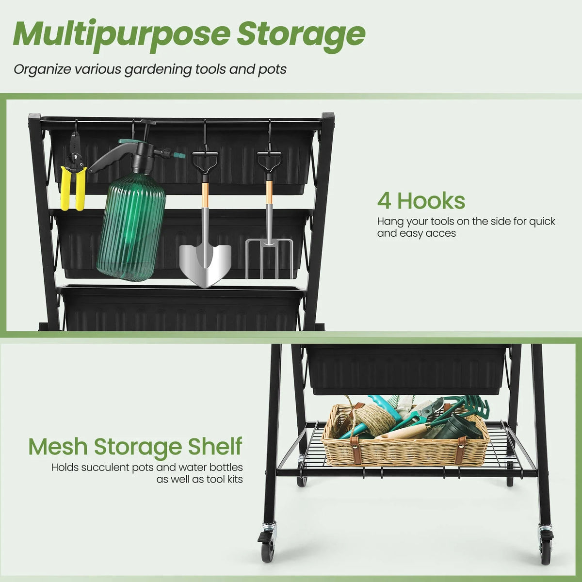 4 ft 5-Tier Raised Garden Bed Planter with Storage Shelf O855