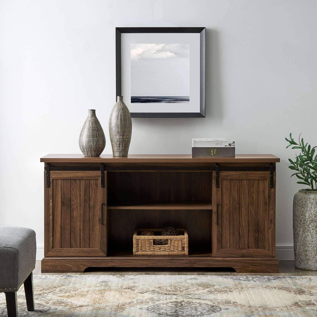 Dark Walnut Sliding Grooved Door TV Console C688990