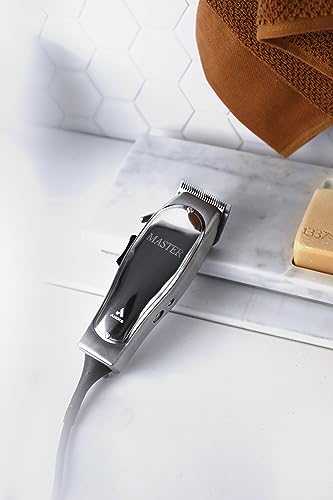 Professional Fade Master Hair Clipper, Adjustable Carbon Steel Fade Blade Clipper, Chrome, Silver H733