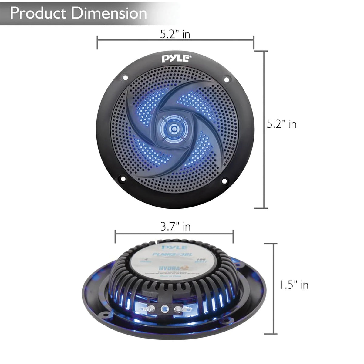 4 Waterproof Low Profile Marine Speakers, Black (2 Pack) U615