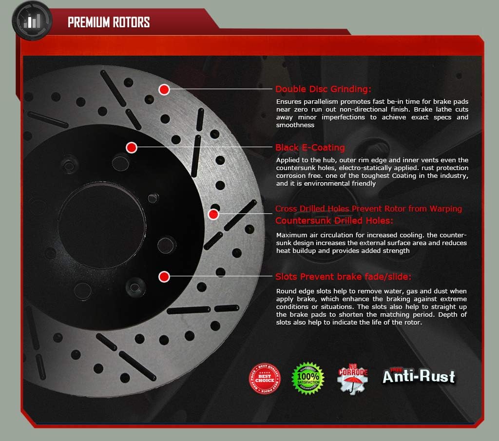 Front ECoat Drill&Slot Brake Rotors Pad Fit 08-13 Infiniti G37 w/Akebono Caliper R321