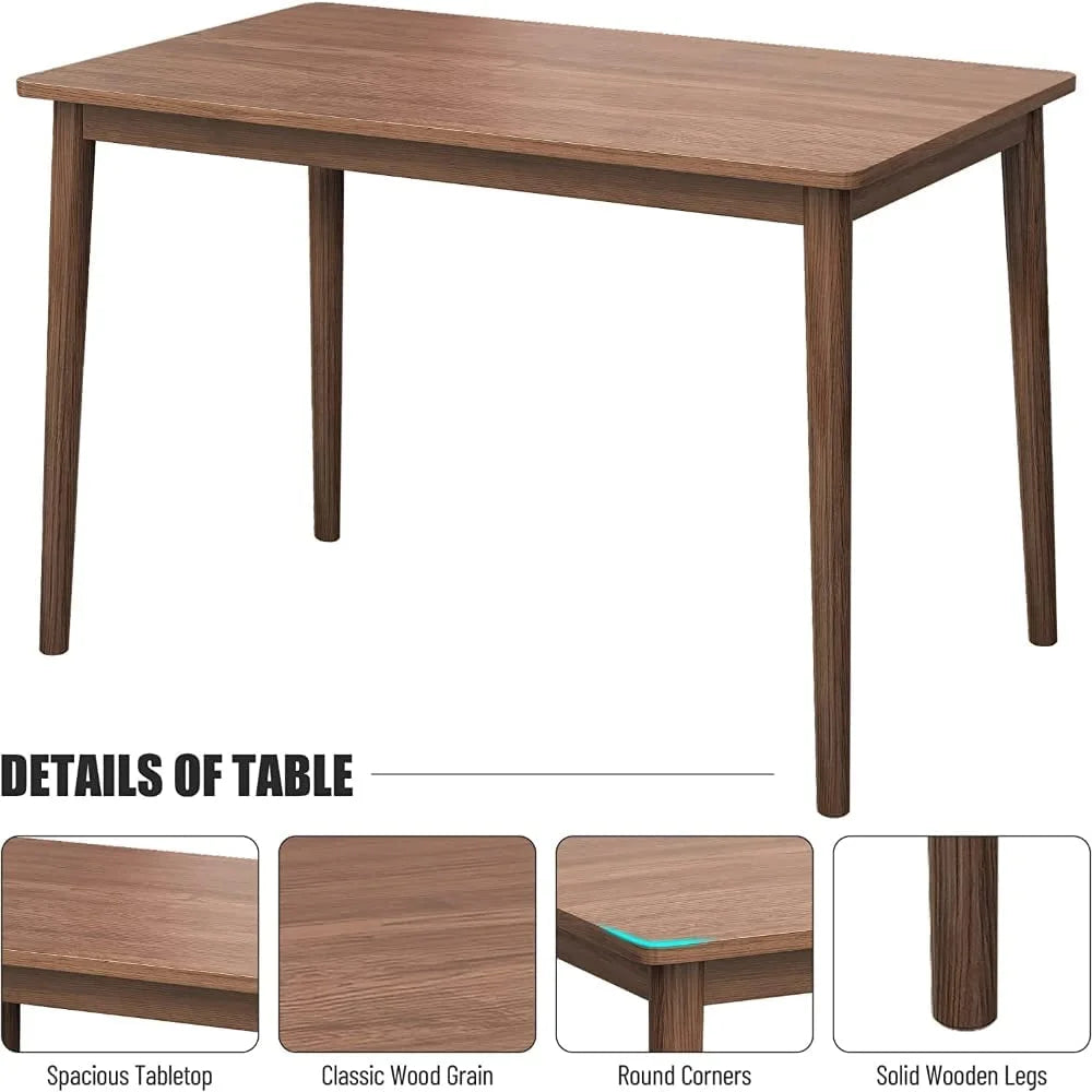 Rubber Wood Dining Table with 2 Benches and 2 Chairs I91269