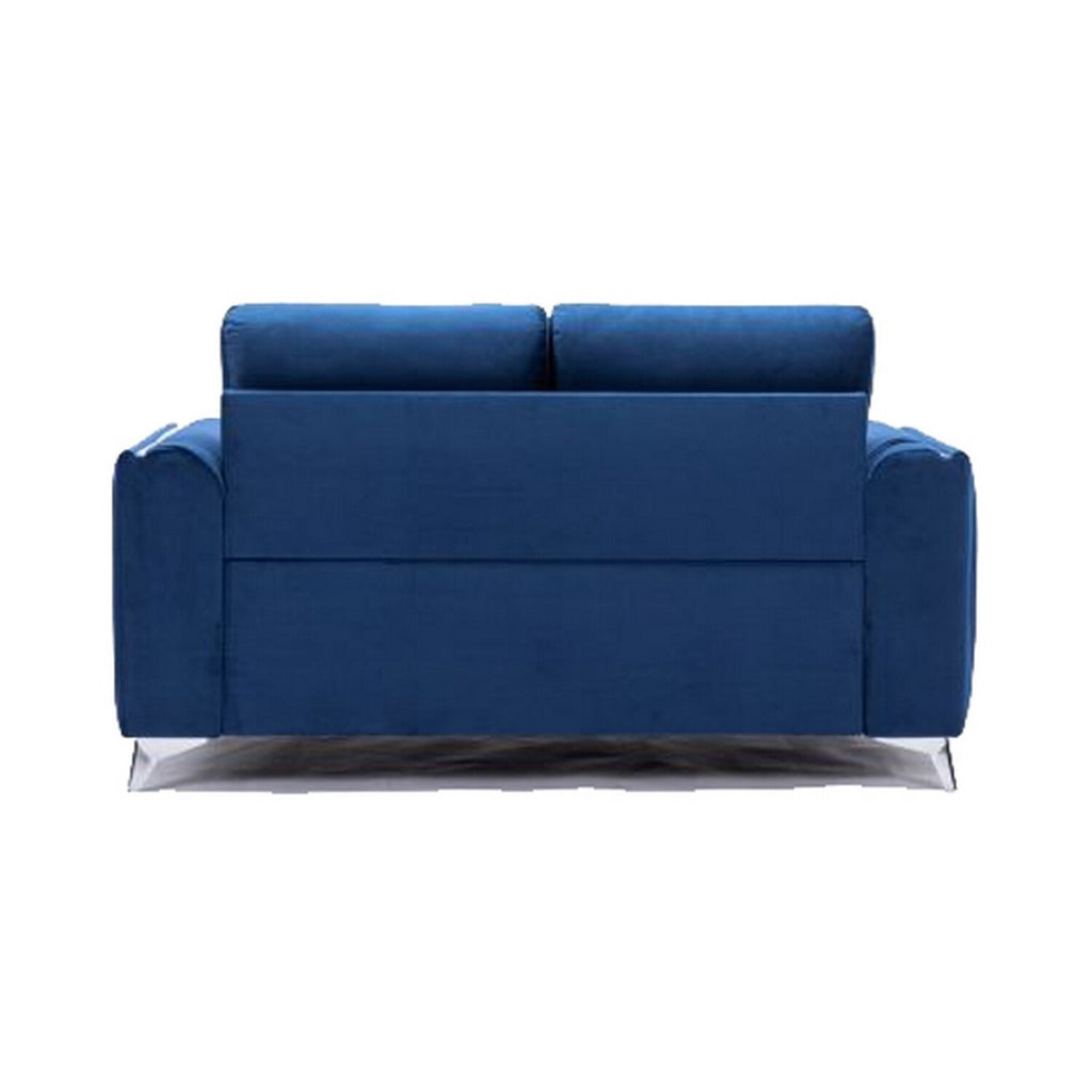 Blue Velvet Upholstery Solid Pine Wood Loveseat E93870