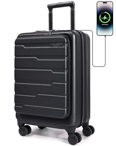 White Expandable Hard Shell Carry On Luggage with Spinner Wheels N9663