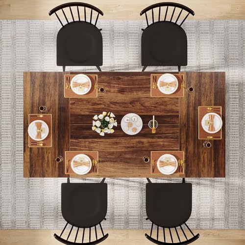 Brown Black Rectangle Dining Table U22658