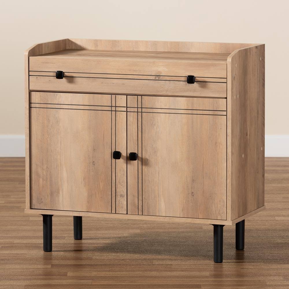 Oak Brown 2-Door Finished Wood Kitchen Storage Cabinet M5487