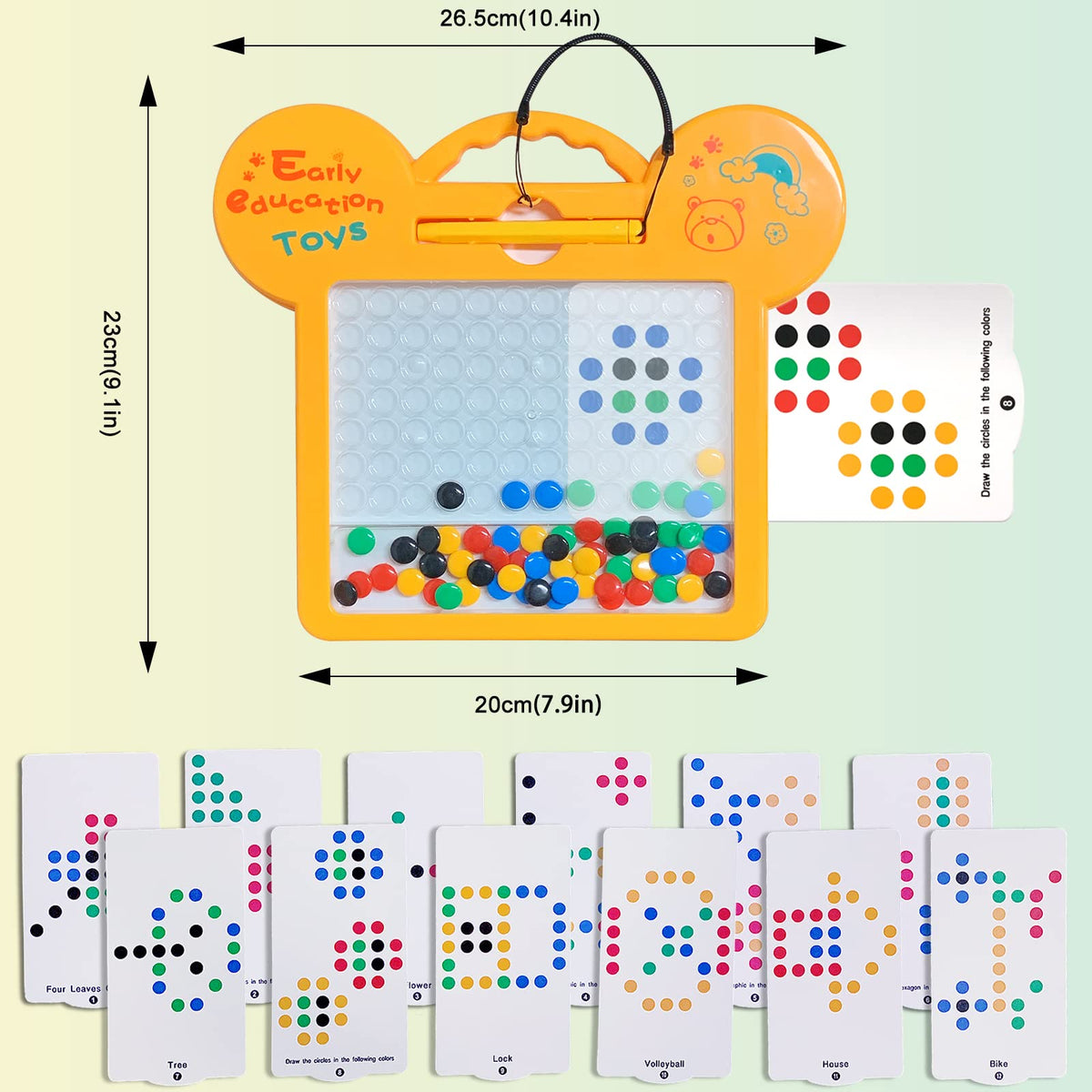 Magnetic Dots Board Montessori Educational Preschool Toy Doodle Board 9x8" with Magnetic Beads X70553