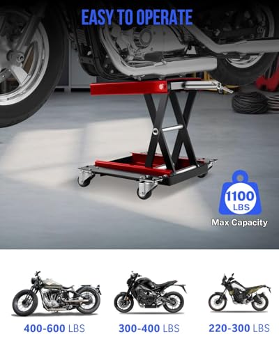 1100LBS Motorcycle Scissor Lift Jack with Dolly Wheels U70034