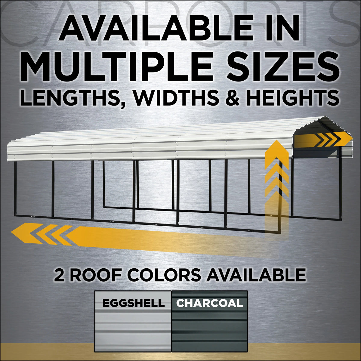 Galvanized Steel Carport Kit, 10' x 20' x 9' V7105