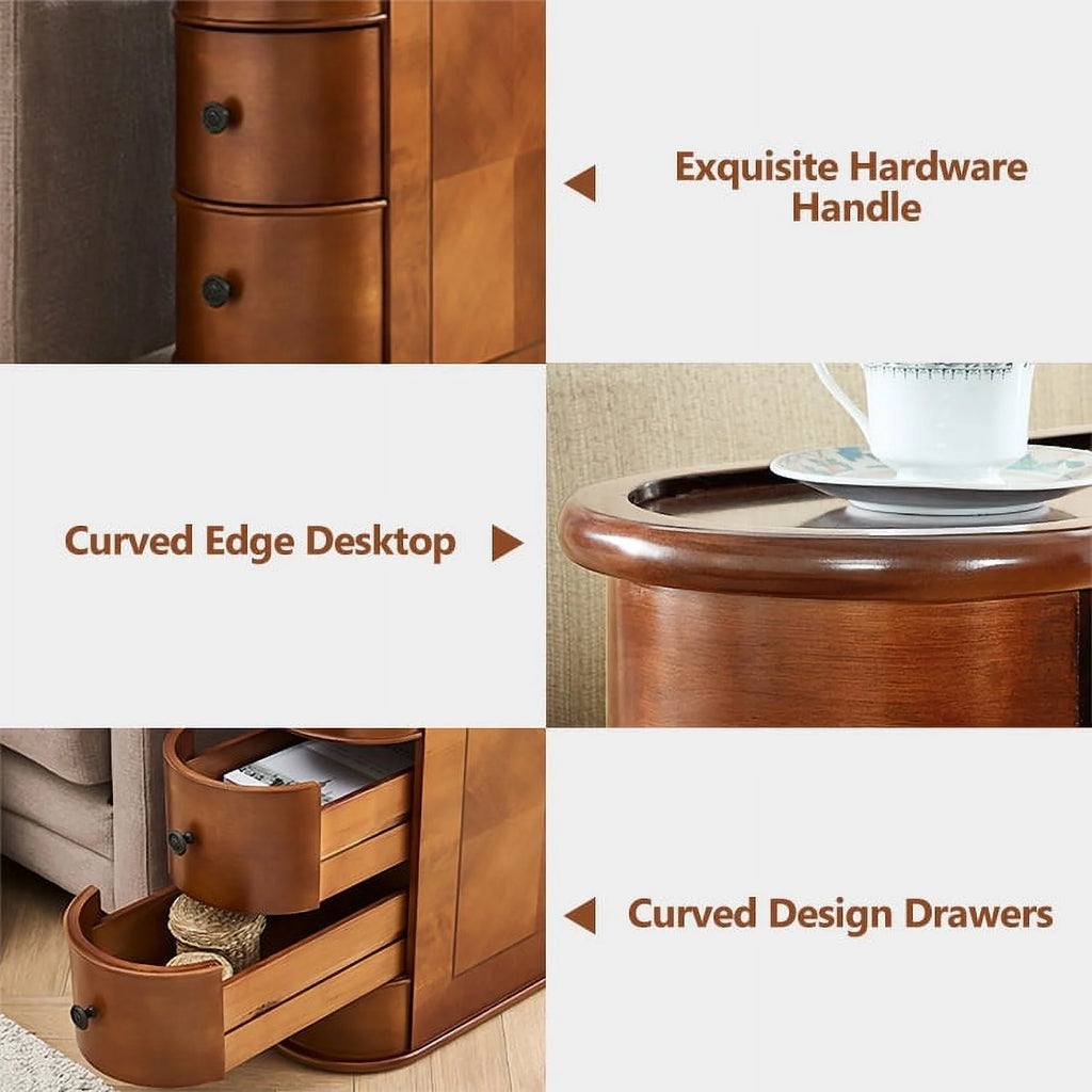 2-Drawer Wood End Table Y8649
