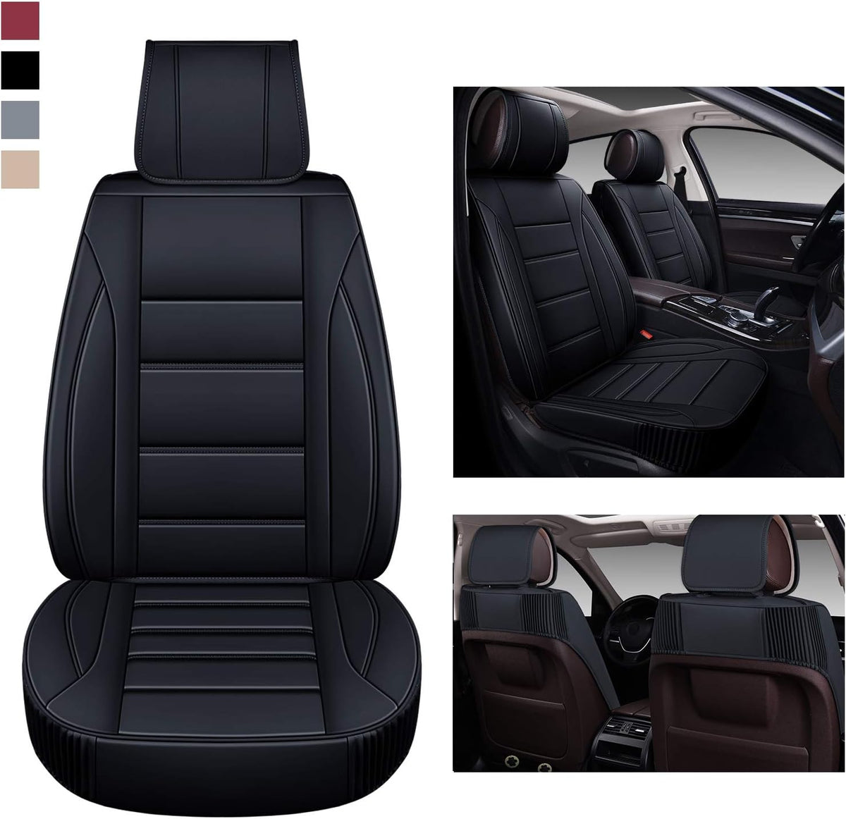 Leather Car Seat Covers Front Pair with Faux Waterproof Leather K584