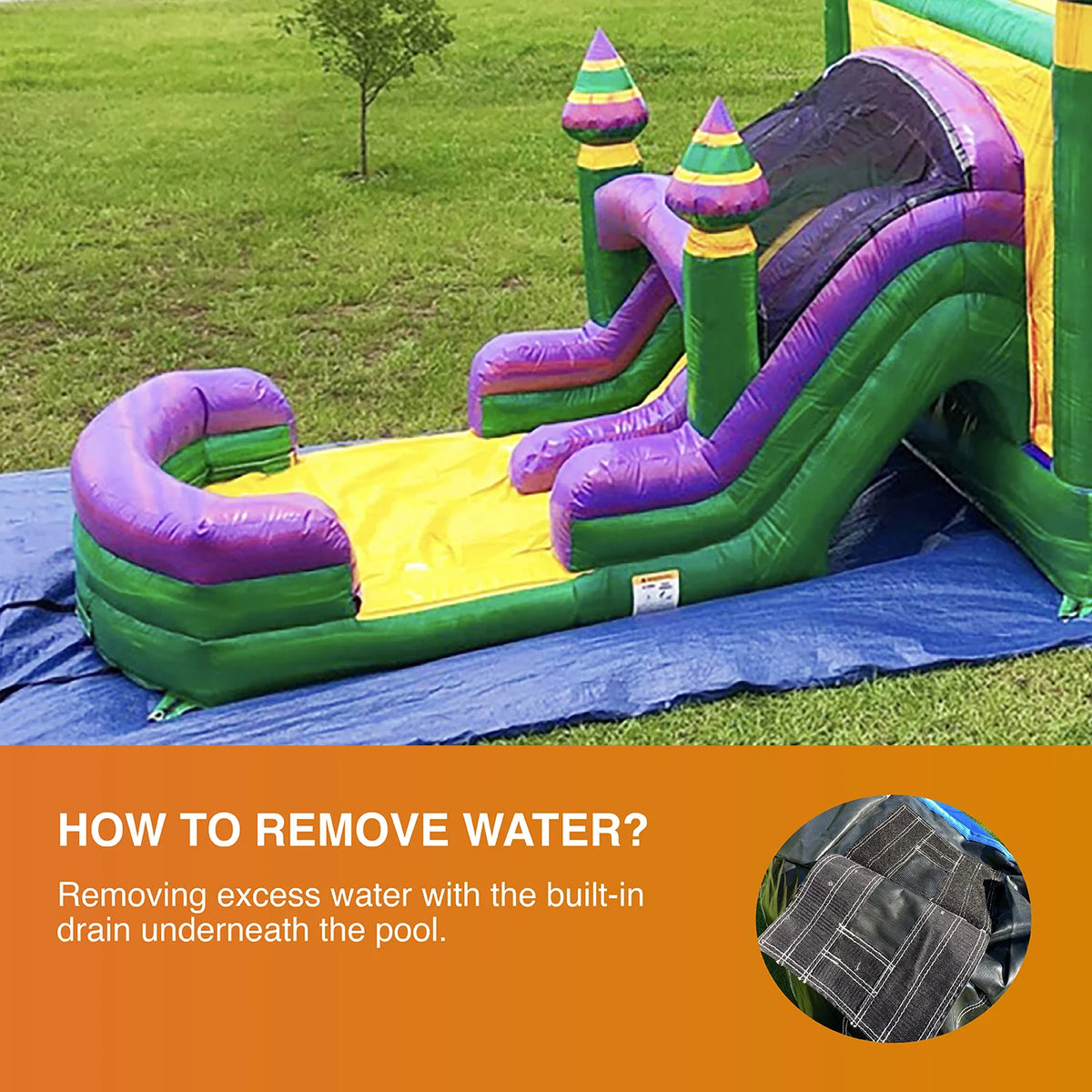 Inflatable Bounce House with Dual Water Slides and Pool with Blower F753858