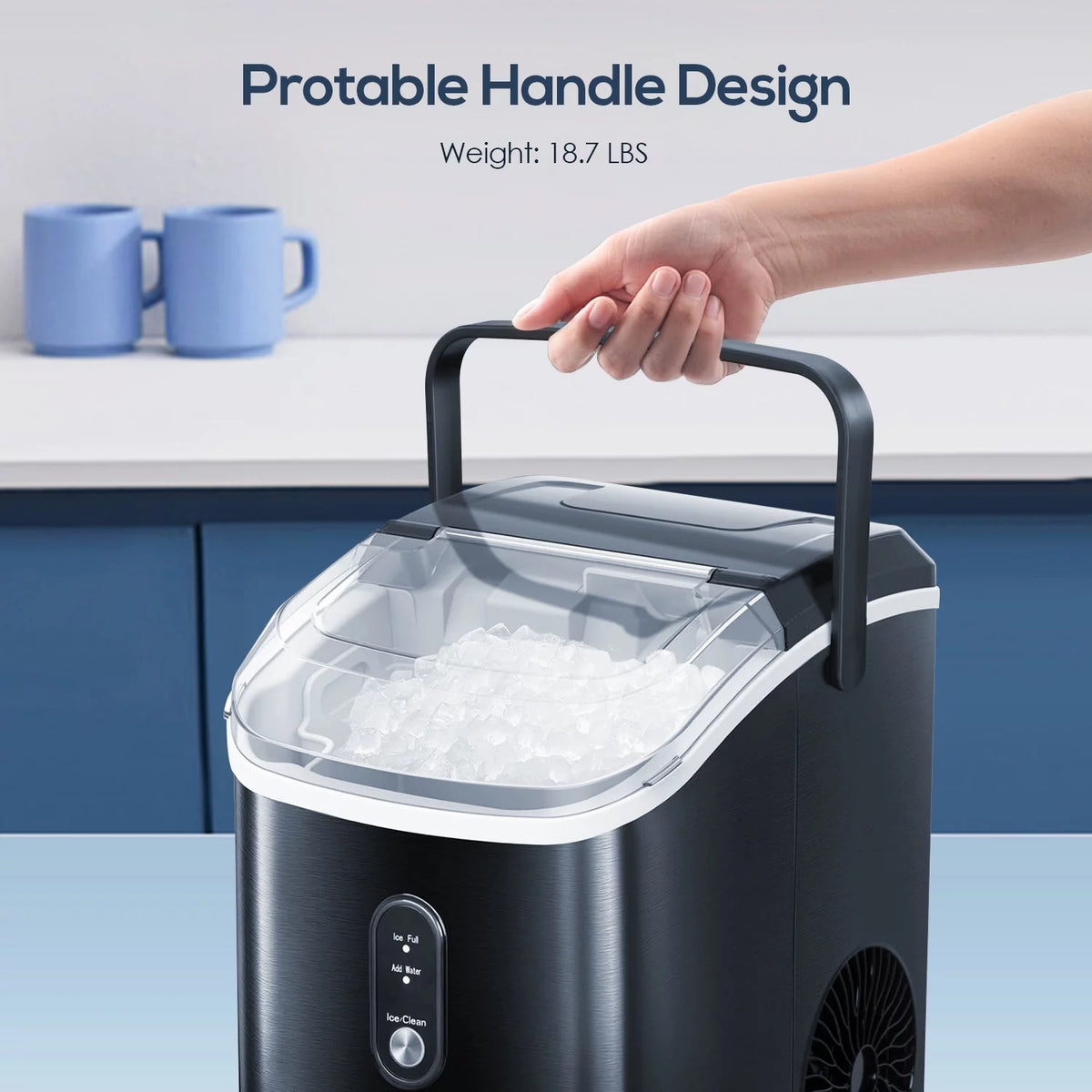 Portable Self-cleaning Nugget Ice Maker with Ice Scoop V684282