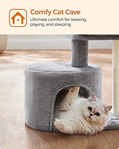 Light Gray Cat Tree Tower with Sisal Scratching Post A6112