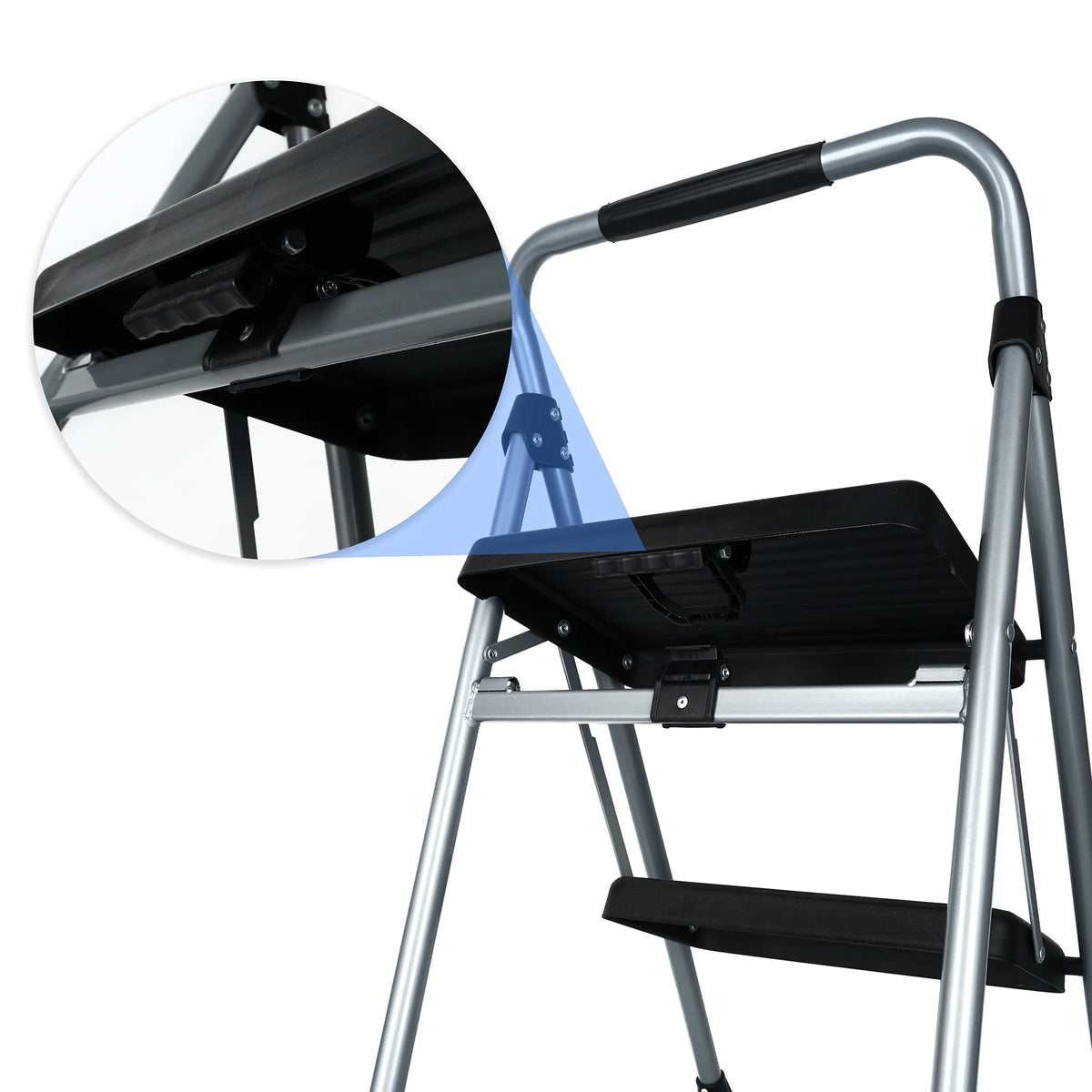 Gray & Black 2-Step Steel Foldable Step Stool D260787