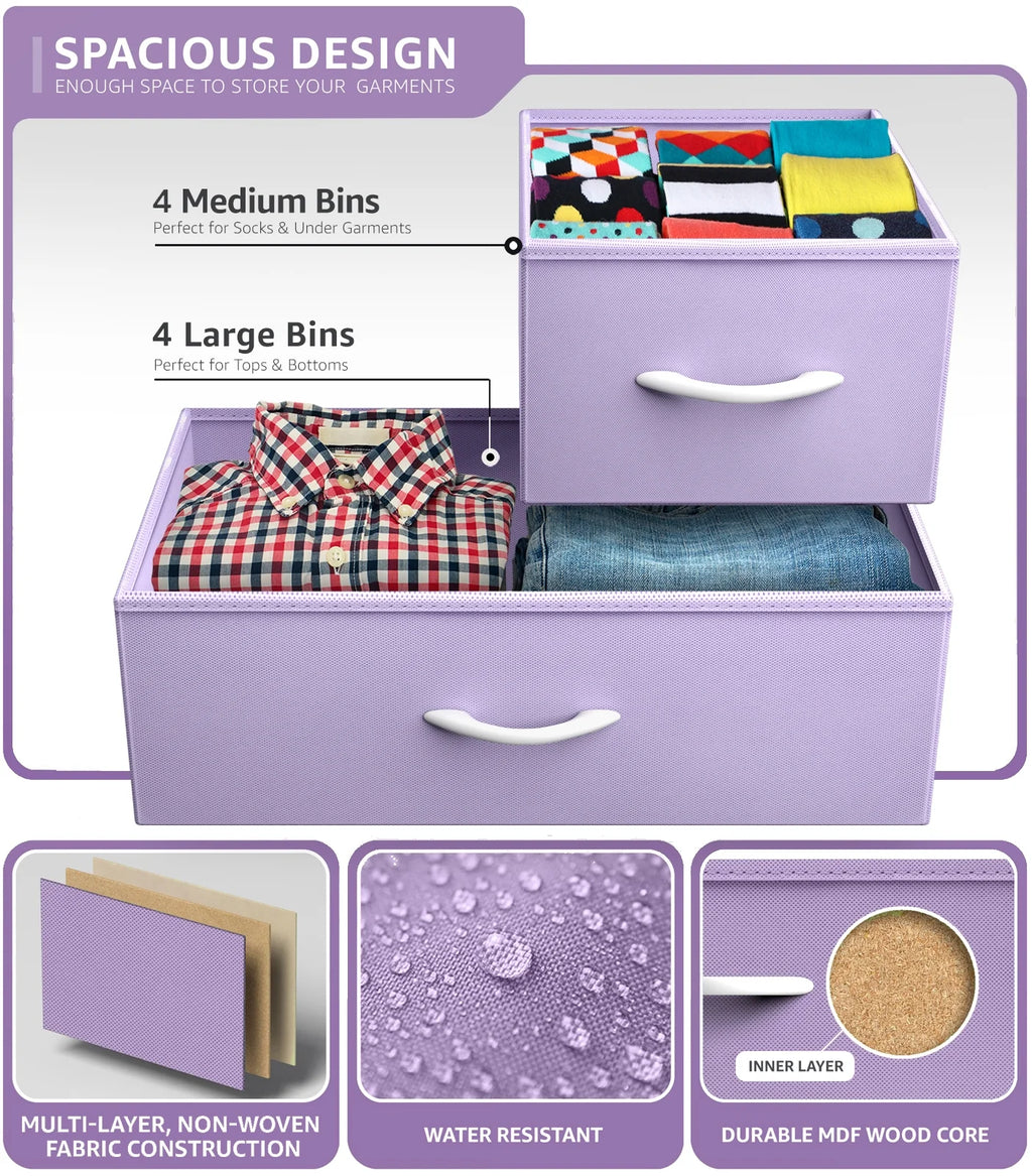 8 Drawer Fabric Dresser with Wood Top Q38323