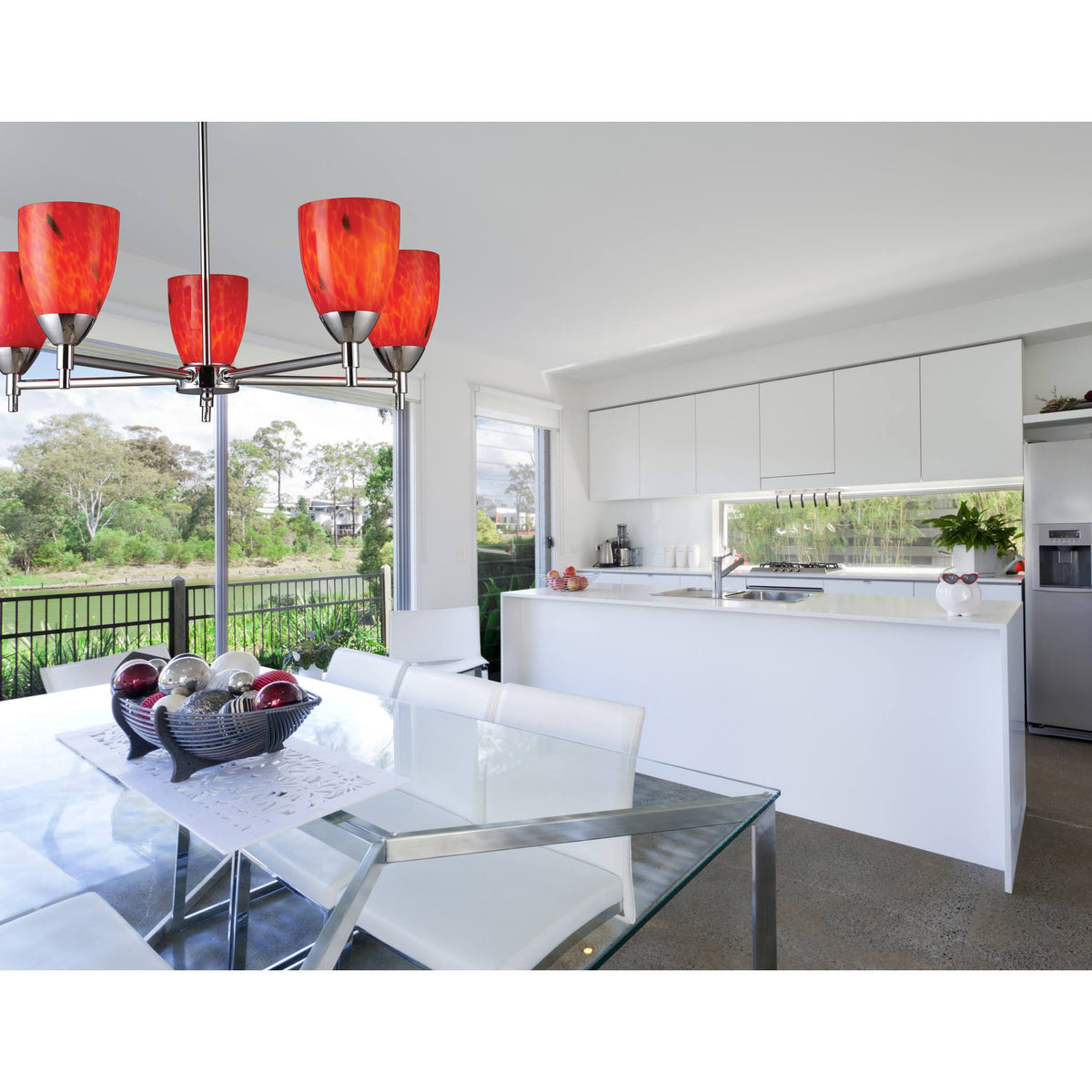 1 Light Semi Flush in Dark Rust and Creme Glass S858633