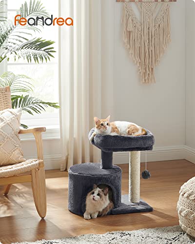 Light Gray Cat Tree Tower with Sisal Scratching Post A6112