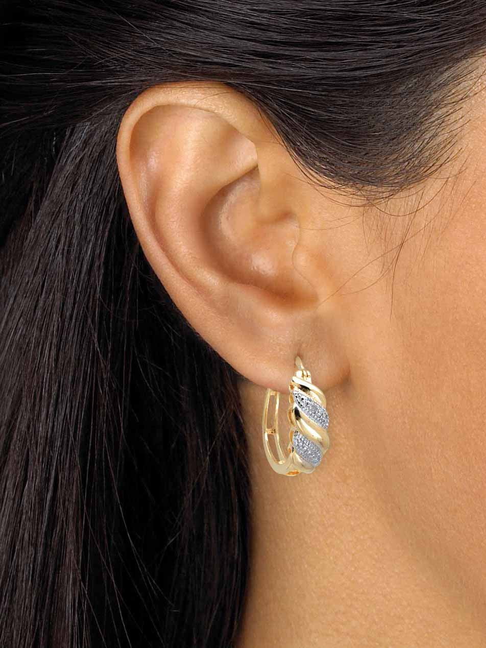 Diamond Accent S-Link Hoop Earrings Gold-Plated 3/4" C59259