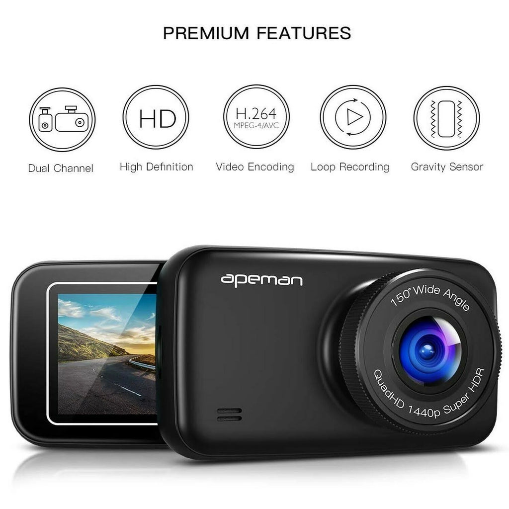 1440p Dual Dash Cam FHD Front and Rear Camera D41670