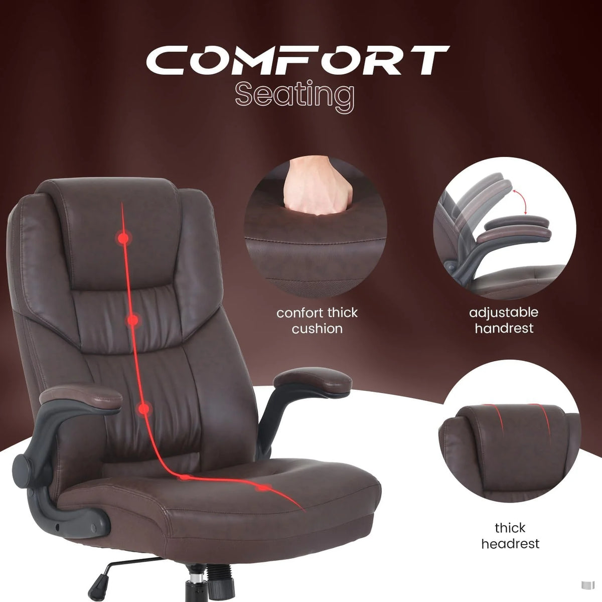Brown Ergonomic PU Leather Office Chair J46536