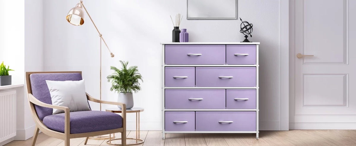 8 Drawer Fabric Dresser with Wood Top Q38323