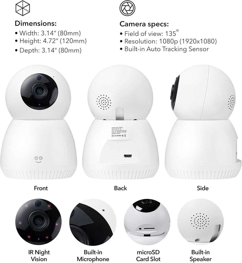WiFi Indoor Smart Security Camera with Mounting Kit J625
