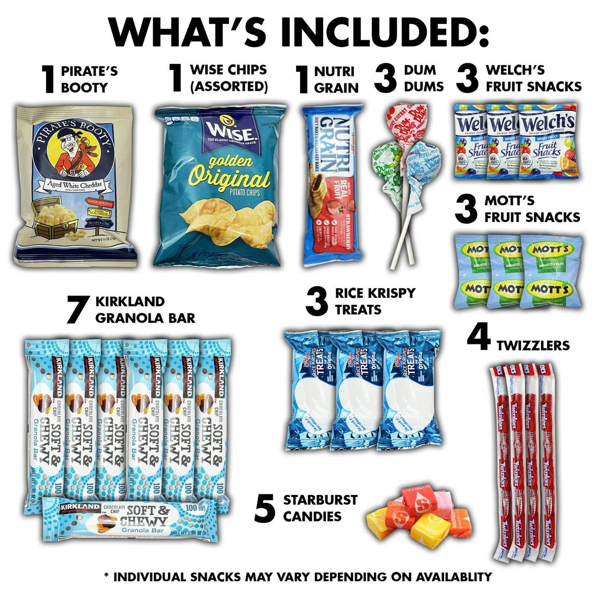 50 Snacks Variety Assortment of Chips, Cookies, Candy, Bars D2210