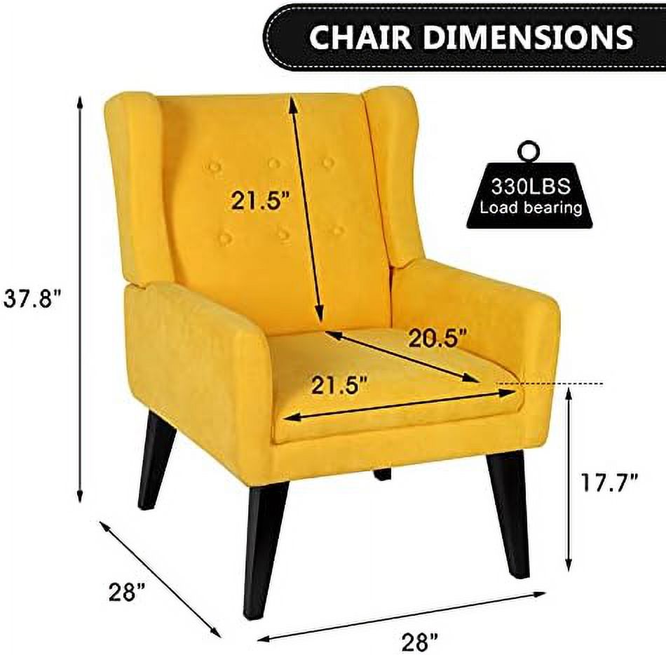 Yellow Upholstered Wingback Armchair X657