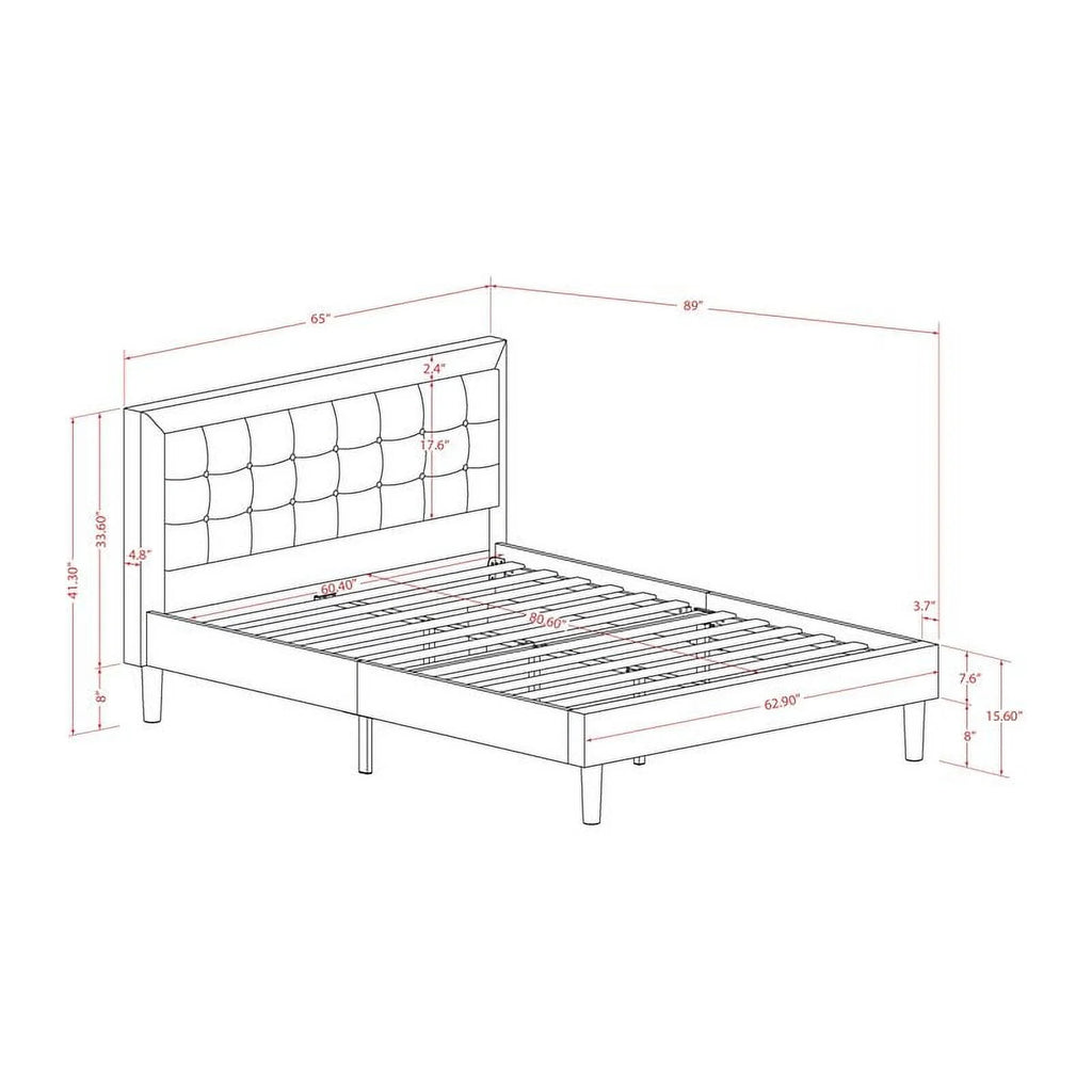 3-piece Wood Platform Bedroom Set in Denim Blue I142292