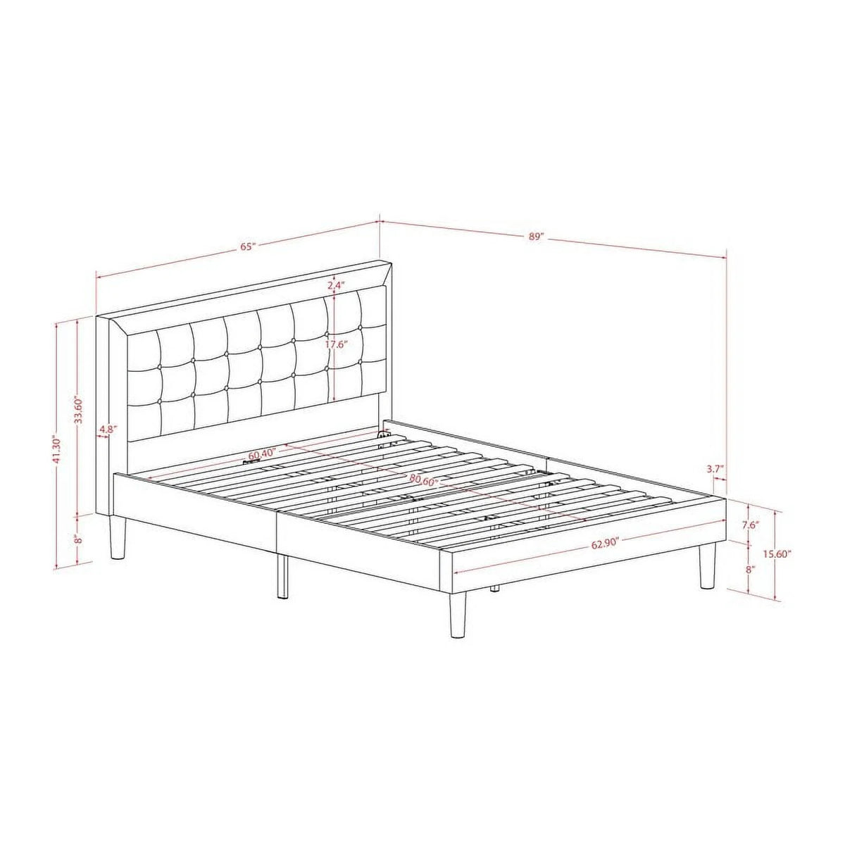 3-piece Wood Platform Bedroom Set in Denim Blue I142292