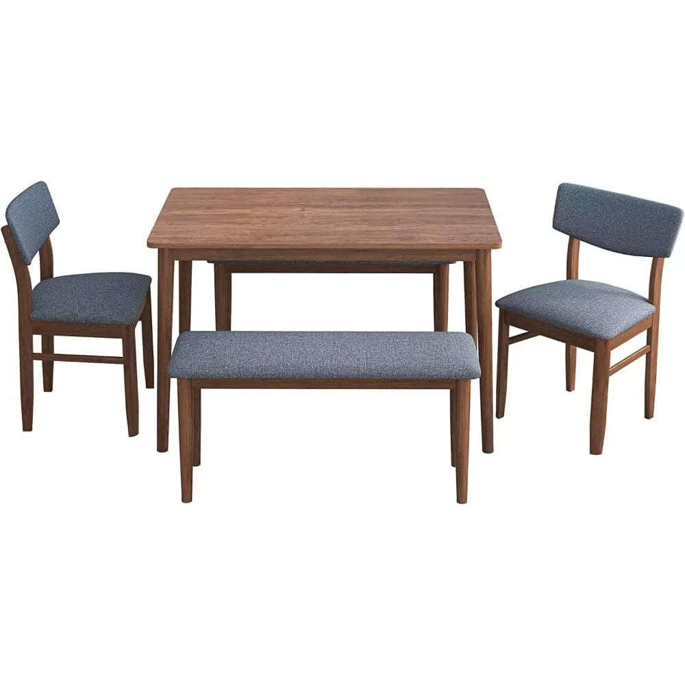 Rubber Wood Dining Table with 2 Benches and 2 Chairs I91269