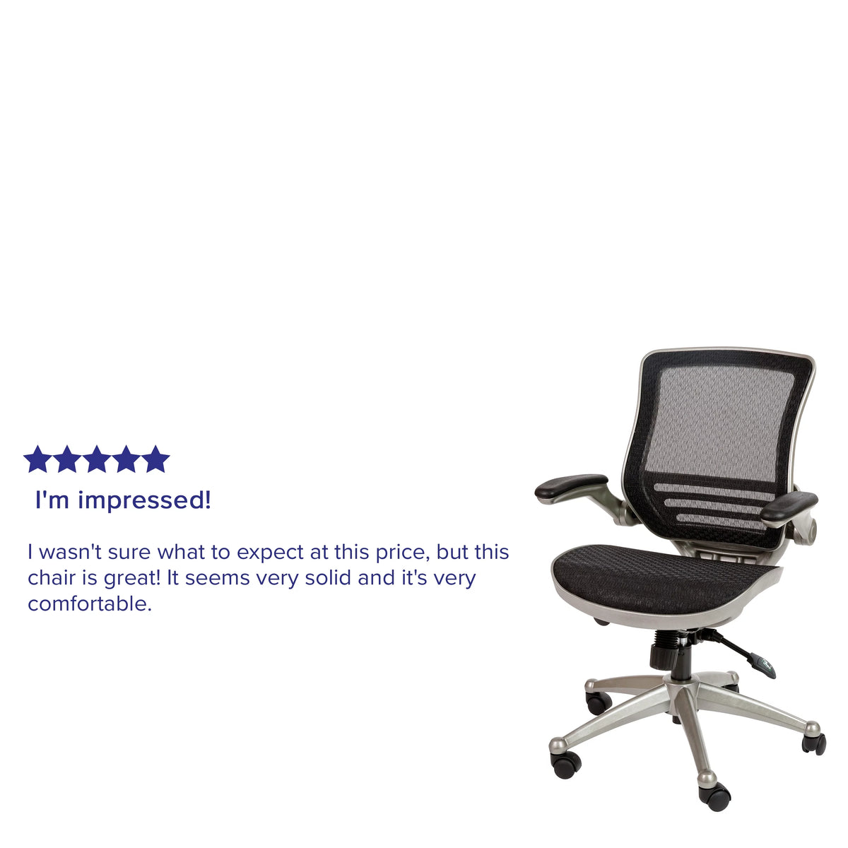 Mid-Back Transparent Black Mesh Executive Swivel Office Chair with Flip-Up Arms P1545