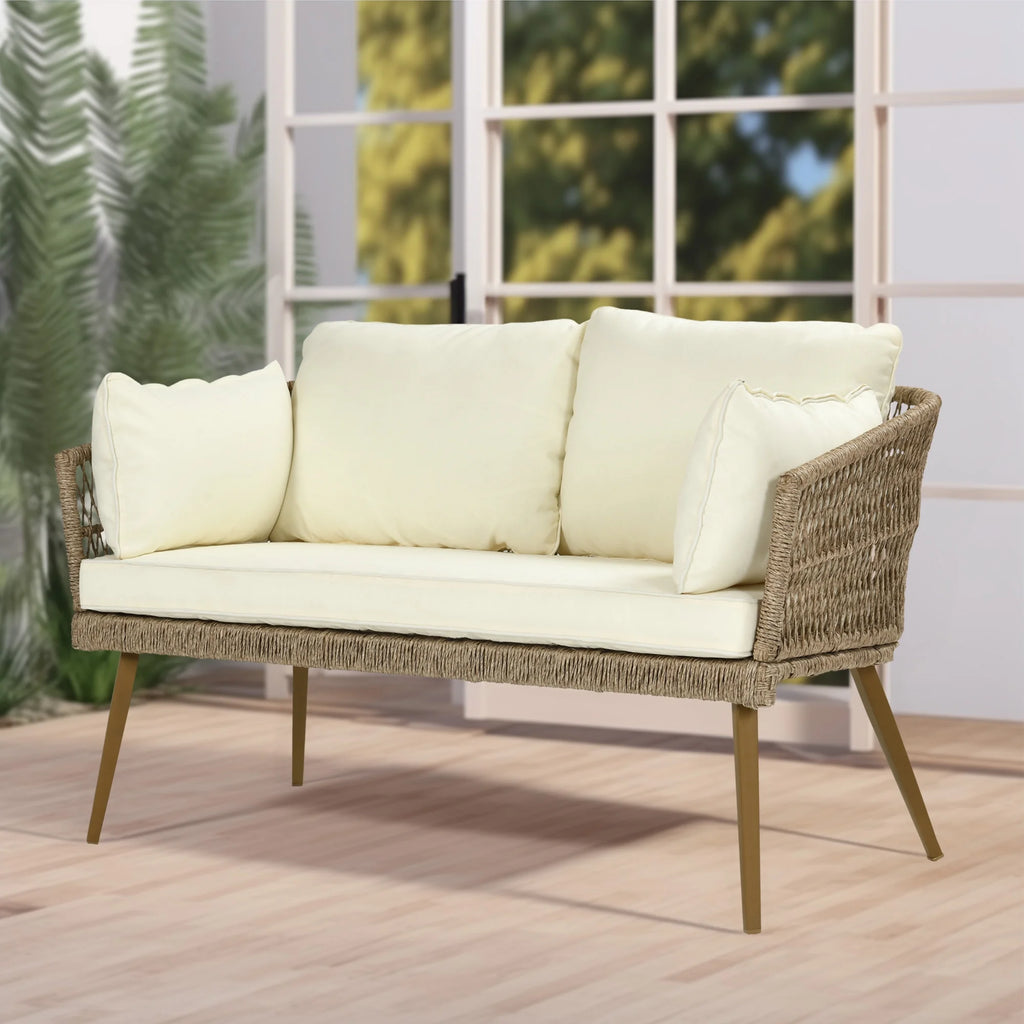 L-Shaped All-Weather Wicker Patio Sofa with Cushions X720782