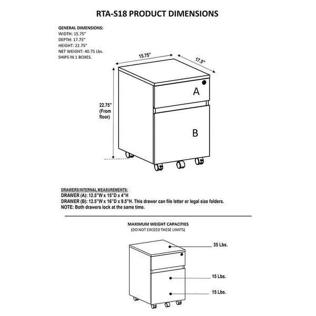 Grey Two Drawer Vertical Filing Cabinet with Lock W40589