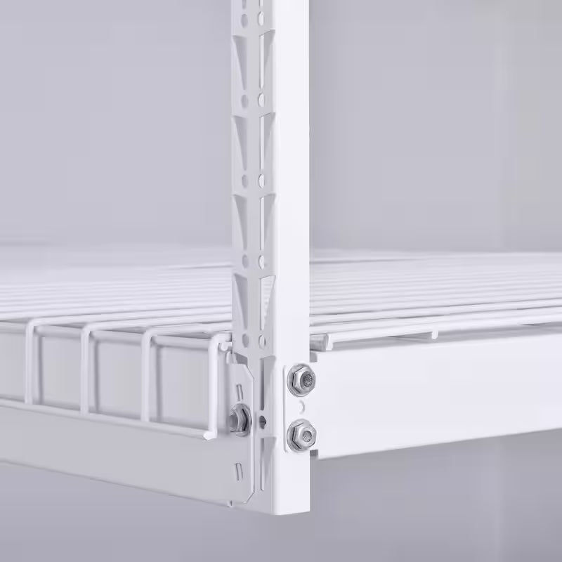 Adjustable Height White Overhead Ceiling Storage Rack W8020