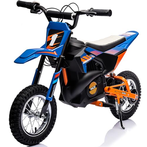 24V Electric Dirt Bike for Kids with Pneumatic Knobby Tires, Blue O31376